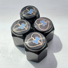 Load image into Gallery viewer, Shattered Hearts Titanium Valve Stem Caps
