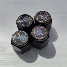 Load image into Gallery viewer, Shattered Hearts Titanium Valve Stem Caps