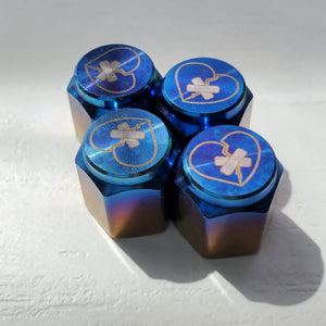 Shattered Hearts Titanium Valve Stem Caps