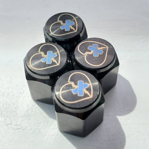 Shattered Hearts Titanium Valve Stem Caps